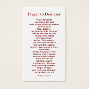 Tarjeta del rezo del Demeter
