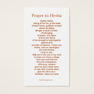 Tarjeta del rezo del Hestia