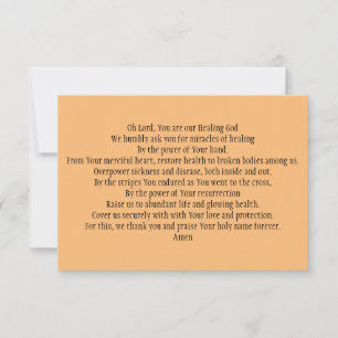 Tarjeta del rezo para curar y la salud