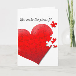 tarjeta del rompecabezas del corazón del amor
