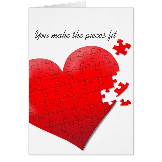 tarjeta del rompecabezas del corazón del amor