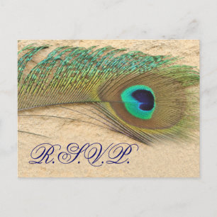tarjeta del rsvp de la boda del azul de pavo real