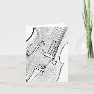 Tarjeta del saludo o de nota del dibujo del violín