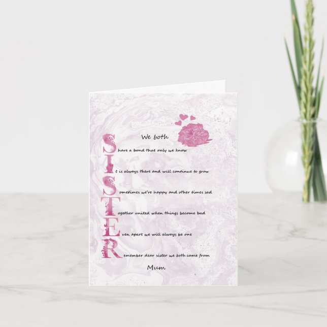 Tarjeta del sentimiento de la hermana