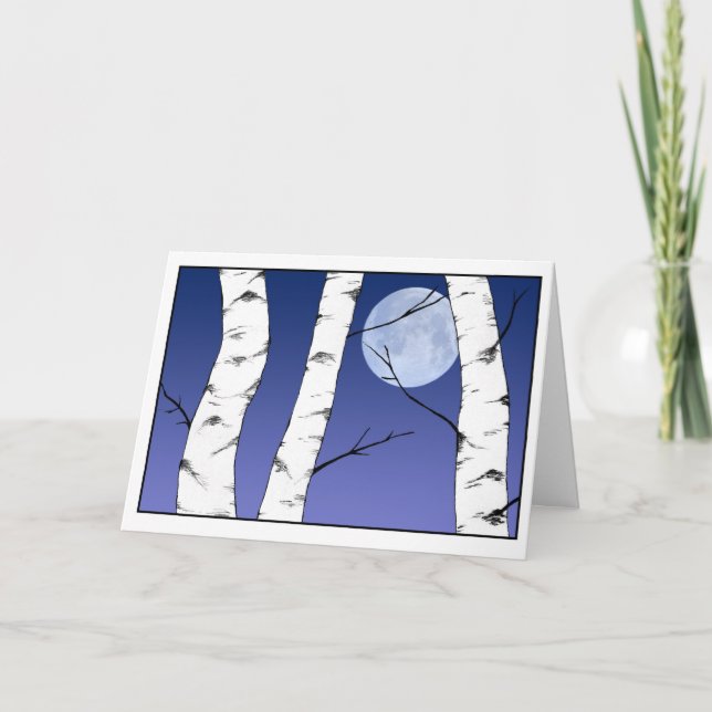 Tarjeta del solsticio/de Yule de los abedules del (Anverso)
