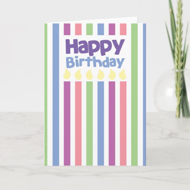 Tarjeta del stripey del feliz cumpleaños (Anverso)