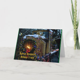 Tarjeta del tren dinamita festiva