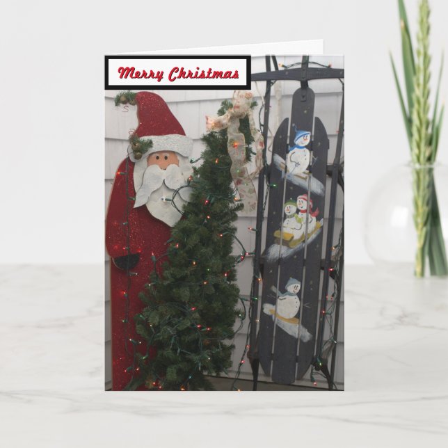 Tarjeta del trineo de los muñecos de nieve de Papá (Anverso)