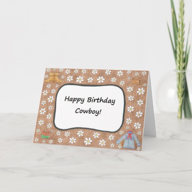 Tarjeta del vaquero del feliz cumpleaños (Anverso)
