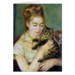 Tarjeta del vintage de Renoir del gato