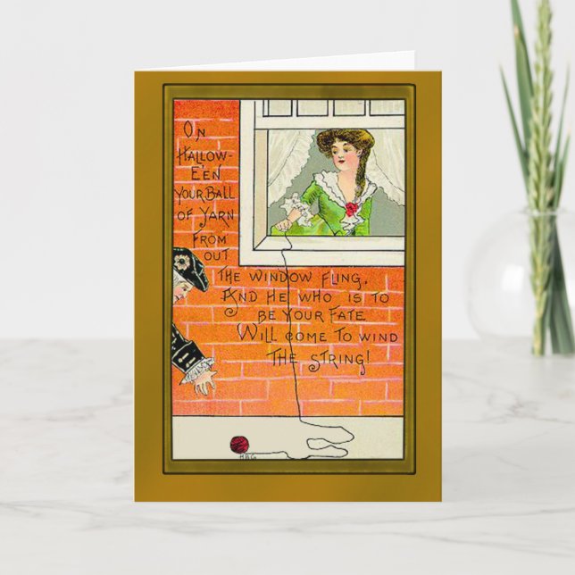 Tarjeta del vintage del sino de Halloween (Anverso)