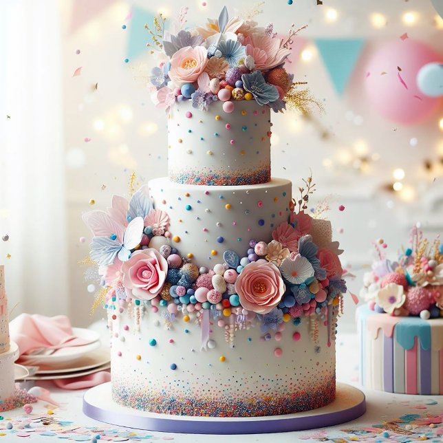 TARJETA DELECAR EL CUMPLEAÑOS DE FLORAL AZUL Y ROSA (Subido por el creador)