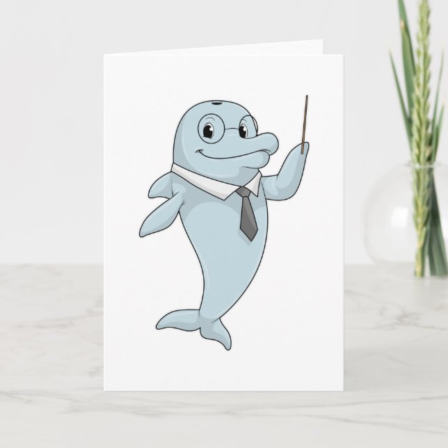 Tarjeta Delfín como maestro con puntero (Anverso)