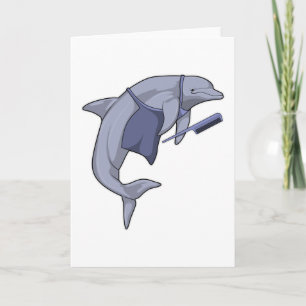 Tarjeta Delfín como peluquero con peine