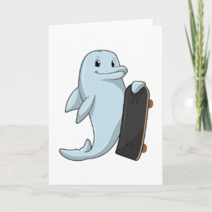 Tarjeta Delfín como Skater con Skateboard