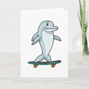 Tarjeta Delfín como Skater con Skateboard