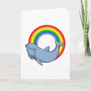 Tarjeta Delfín con arcoiris