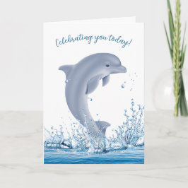 Tarjeta Delfín Cumpleaños En El Agua
