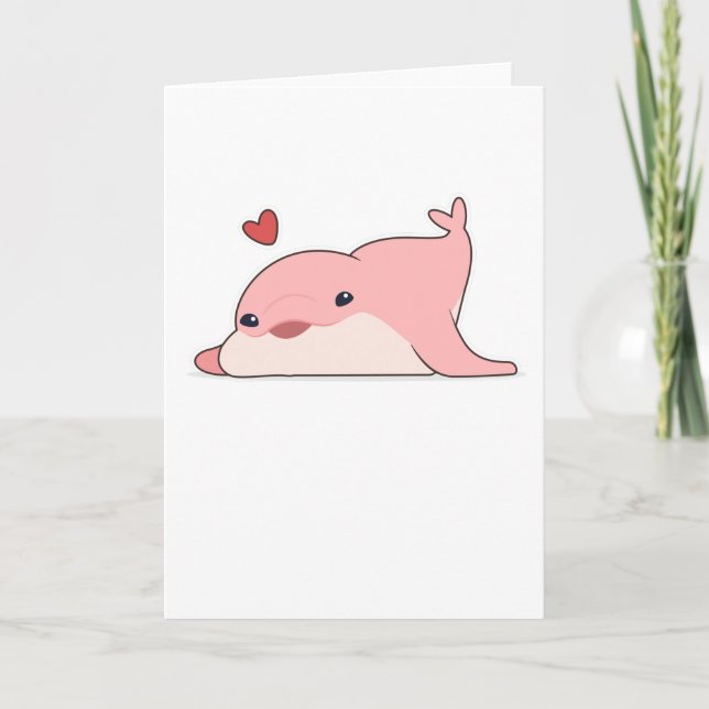 Tarjeta Delfín en el amor con el corazón (Anverso)