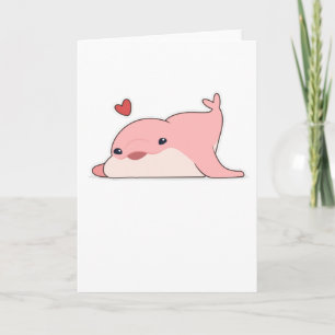 Tarjeta Delfín en el amor con el corazón