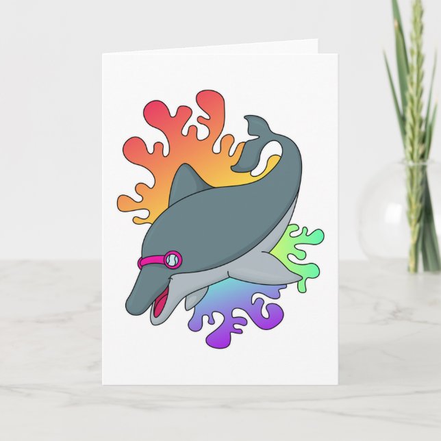 Tarjeta Delfín nadando con gafas de natación (Anverso)