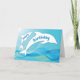 Tarjeta Delfín saltando en el océano Feliz cumpleaños