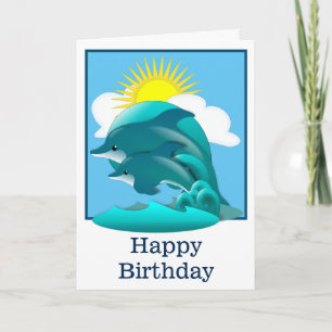 Tarjeta Delfines Azules Saltarines Personalizados