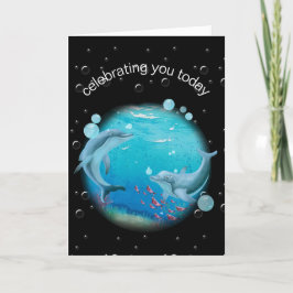 Tarjeta Delfines De Cumpleaños En El Planeta