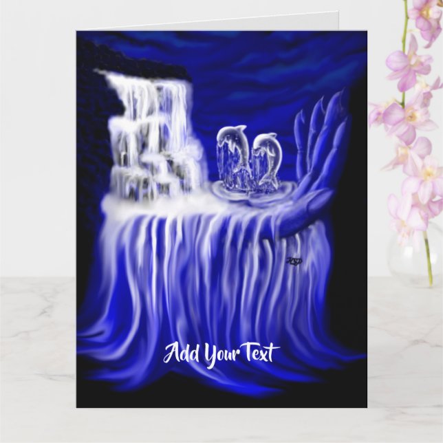 Tarjeta Delfines, manos de los tiempos (Orquídea)