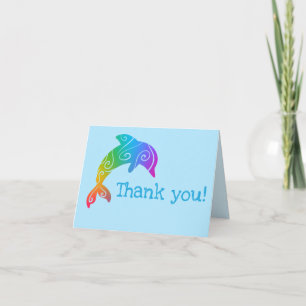 Tarjeta Delfines Ombre de colores Gracias Cartas