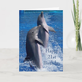 Tarjeta Delfines Personalizados 21º cumpleaños