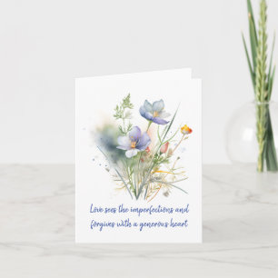 Tarjeta Delicada acuarela Primavera Mezcla Floral Deseos C