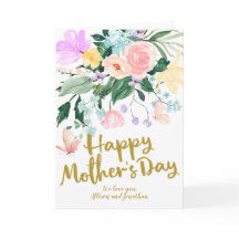 Tarjeta delicada de acuarela floral para el Día de
