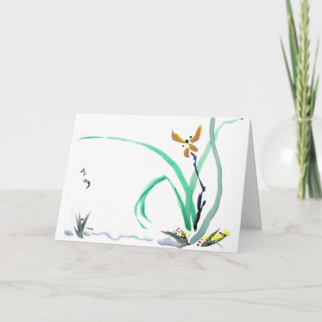 Tarjeta delicada de la orquídea con proverbio (Anverso)