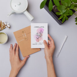 Tarjeta Delicada dulce Pea Púrpura Línea Rosa Floral