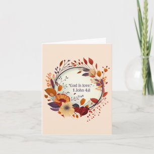 Tarjeta Delicada floral seca floral floral en blanco relig