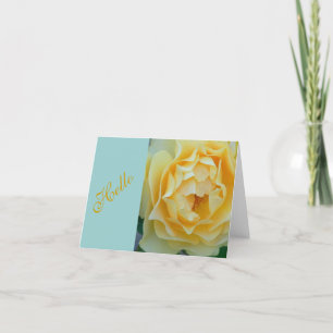 TARJETA "DELICADA ROSA AMARILLA DE VELAS/HOLA"