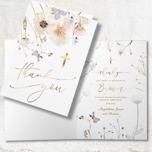 Tarjeta delicadas flores silvestres Baptism gracias por ve