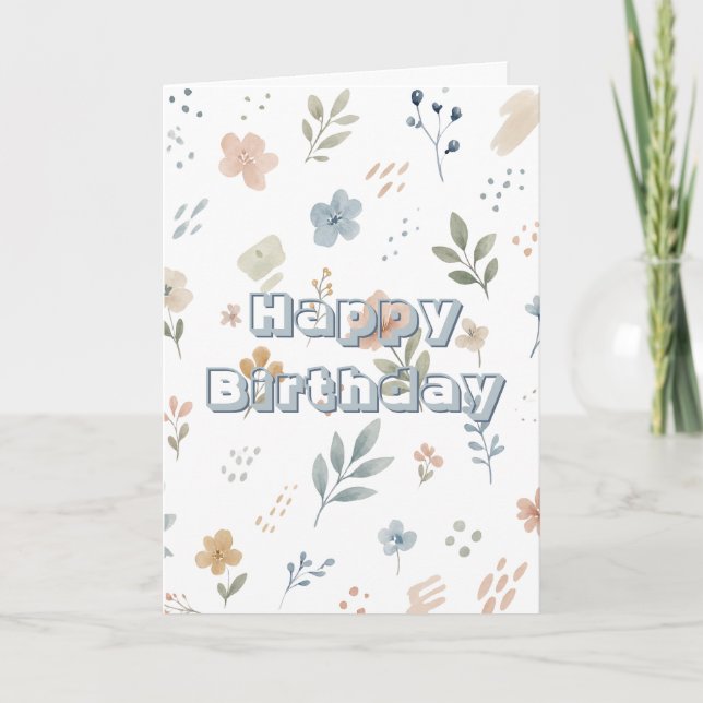 Tarjeta Delicado floral, Feliz Cumpleaños  (Anverso)
