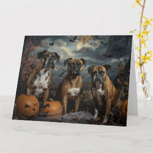 Tarjeta Delicia Canina Nocturna de Halloween para Boxer