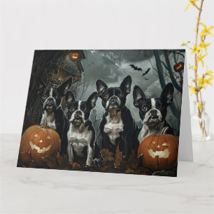 Tarjeta Delicia de Noche de Halloween para Boston Terrier