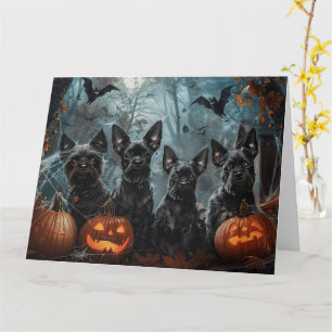 Tarjeta Delicia de perro de noche de Halloween Affenpinsch