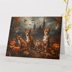 Tarjeta Delicia Nocturna de Halloween para Perros Basenji