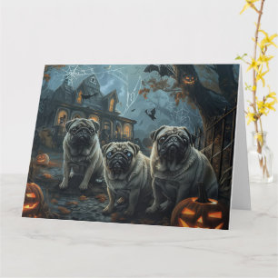 Tarjeta Delicia Perro de Noche de Halloween Pug