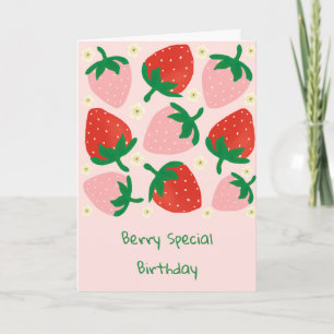 Tarjeta Delicias Dulces de Frutas Rosa Suave Cumpleaños
