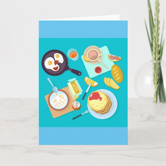 Tarjeta Delicioso desayuno crepes Huevos Café (Subido por el creador)