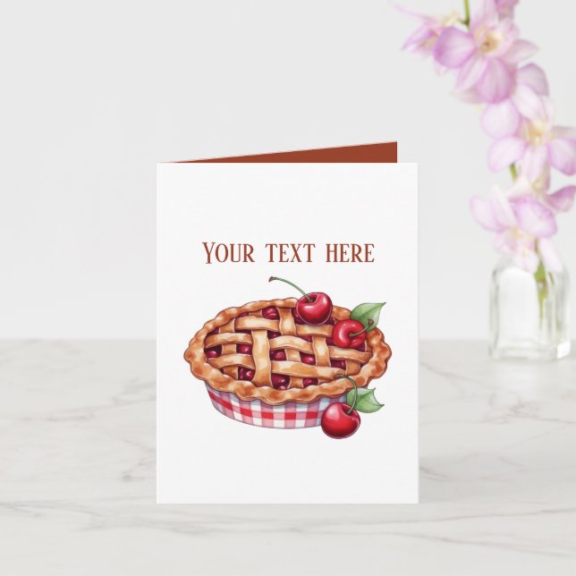 Tarjeta Delicioso pastel de cereza personalizable (Orquídea)