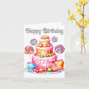 Tarjeta Delicioso pastel de Fiesta de cumpleaños feliz