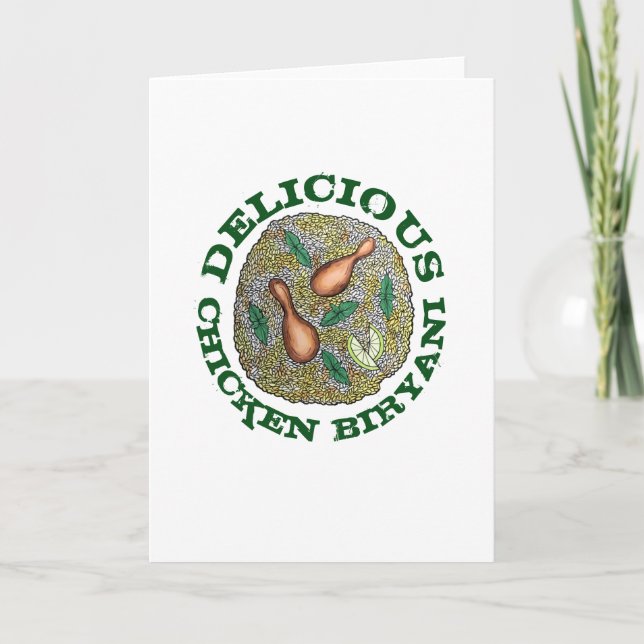 Tarjeta Delicioso pollo Biryani Cocina india (Anverso)