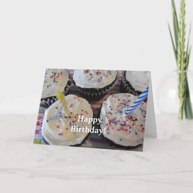 Tarjeta Deliciosos Cupcakes Cumpleaños (Anverso)